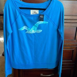 Hollister Blue Sequin Seagull Sweatshirt